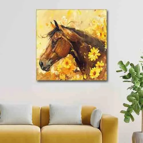 Random Yellow & Brown Canvas Animals Wall Paintings