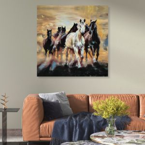 Wild Herd on The Run - Wall Art Canvas Painting