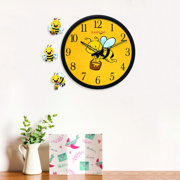 Yellow Printed Round Analogue Wall Clock