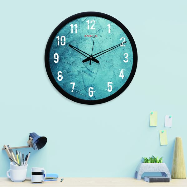 Blue Round Printed Wall Clock