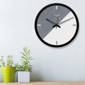 Grey White Round Wall Clock