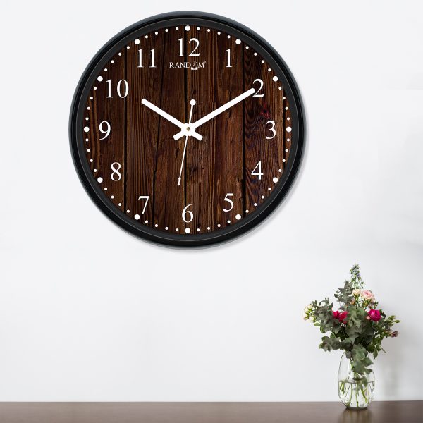 Coffee Brown Round Plastic Wall Clock