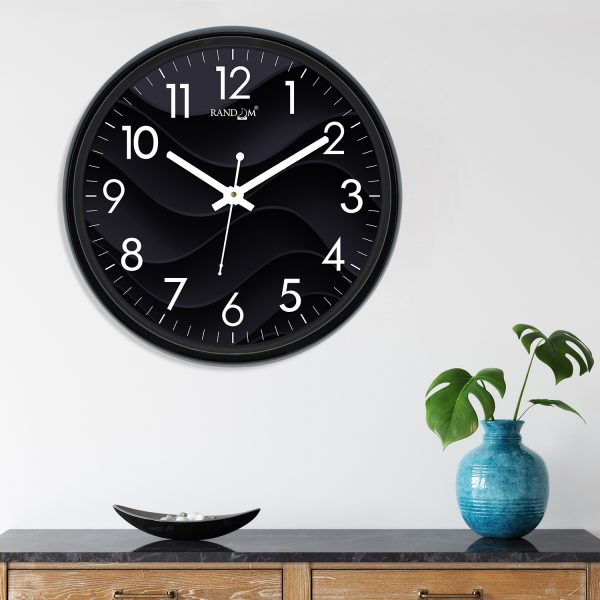 Black Round Printed Wall Clock