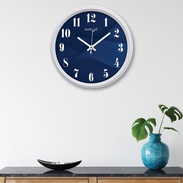 Navy Blue Printed Contemporary Wall Clock