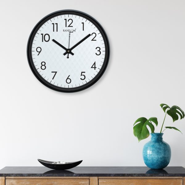 Black Textured Round Wall Clock