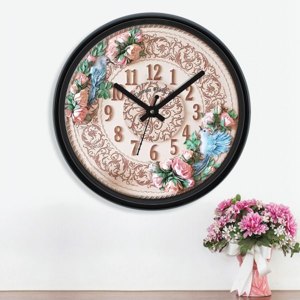 Random Black 3D Floral Wall Clock