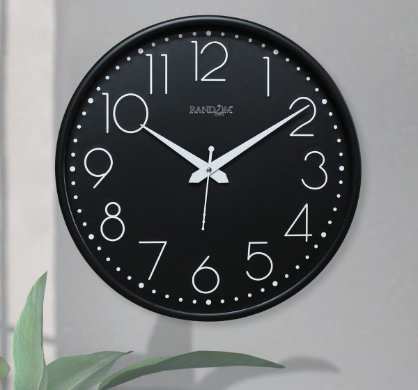 Embossed Black Textured Contemporary Wall Clock