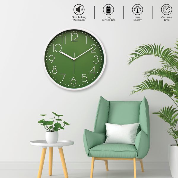 Green Embossed Printed Wall Clock