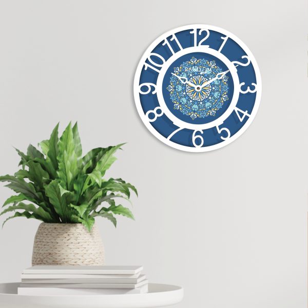 Blue Printed Analogue Wall Clock