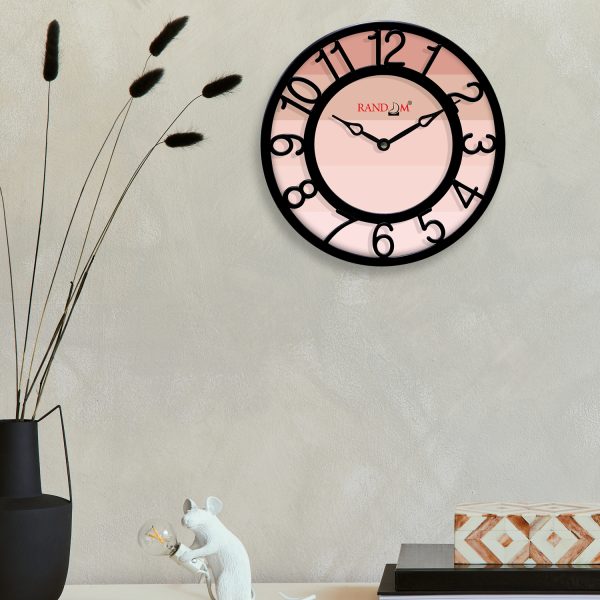 Pink Black Printed Wall Clock