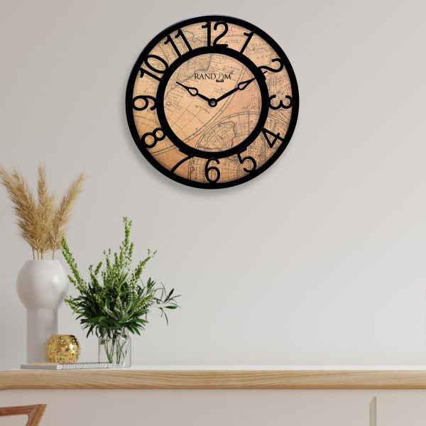 Black Printed Round Wall Clock