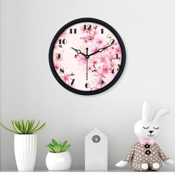Off White Pink Printed Wall Clock
