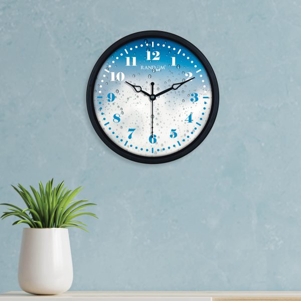 White and Blue Printed Contemporary Wall Clock