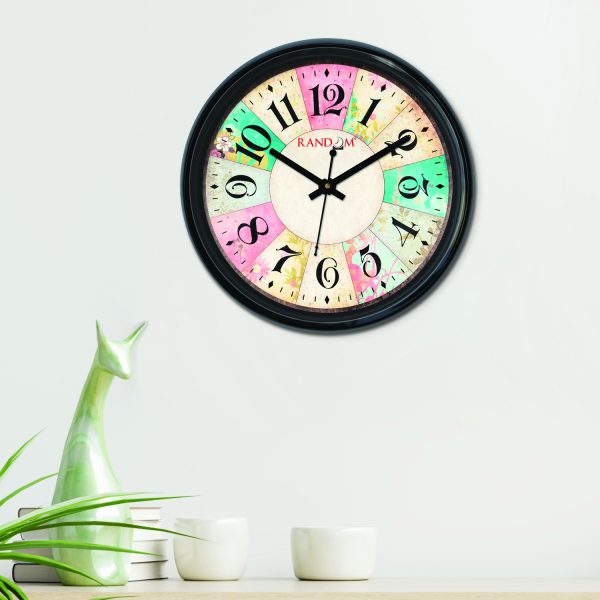 Multicoloured Round Printed Wall Clock