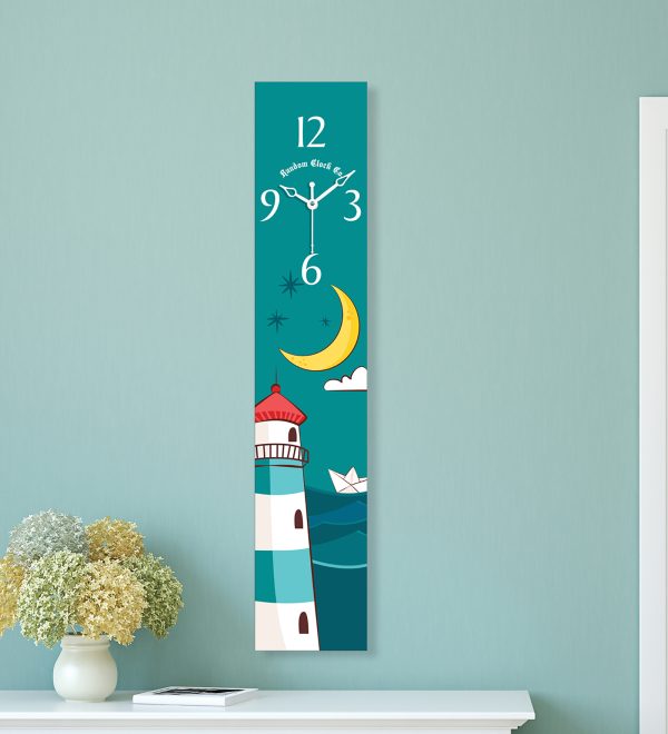 Green Night Moon Printed Rectangle Wall Clock
