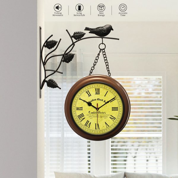 Station Double Sided Vintage Brass Wall Clock