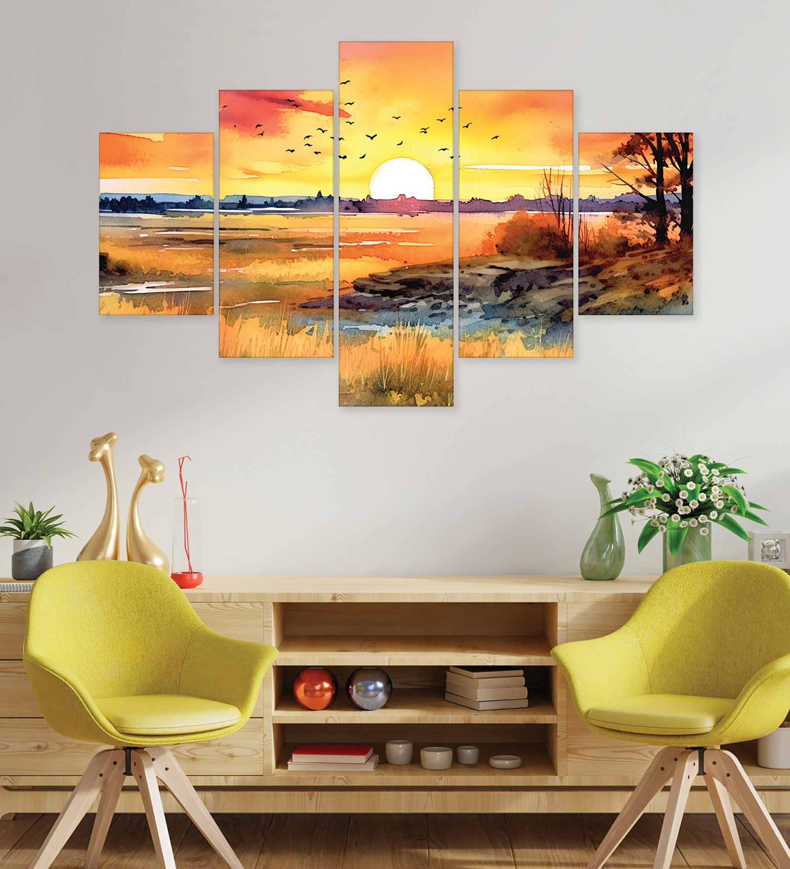 Scenary Wall Painting - RANDOM Multiple Frames Canvas Painting - Random ...